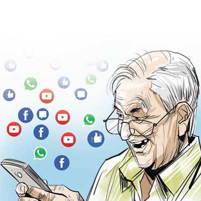 Elderly man on social media